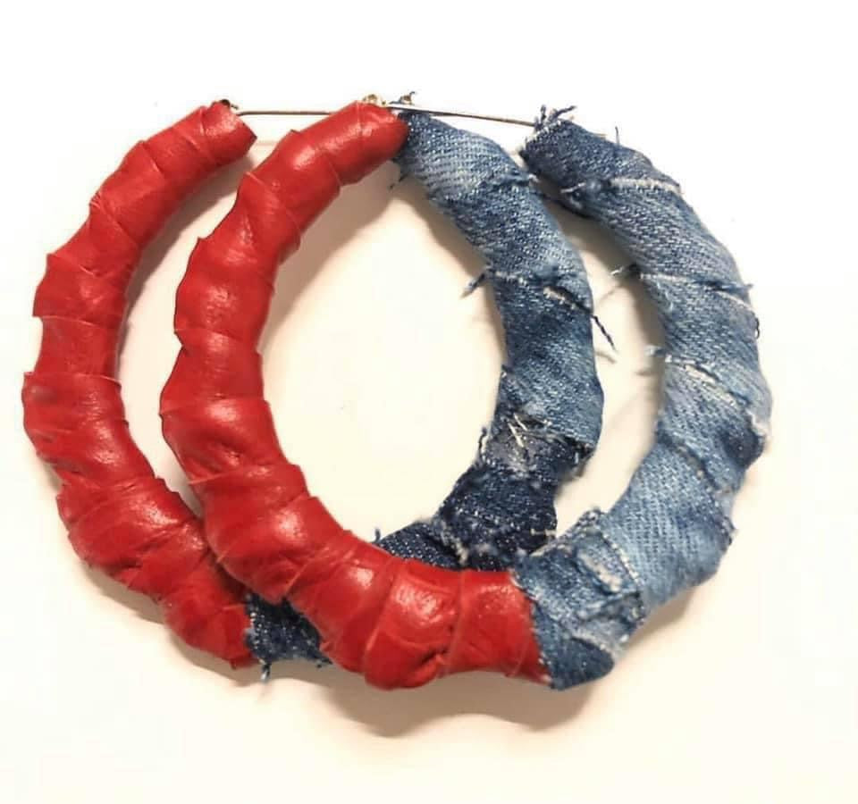 Leather Denim Earrings