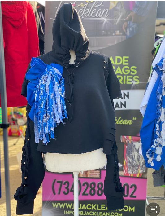 Lions fringe cropped hoodie
